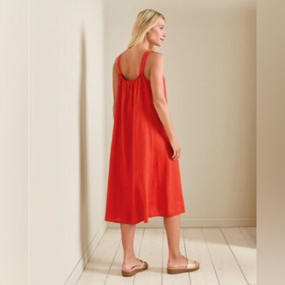 Eileen Fisher Organic Linen Red Dress Large - Picture 4 of 7
